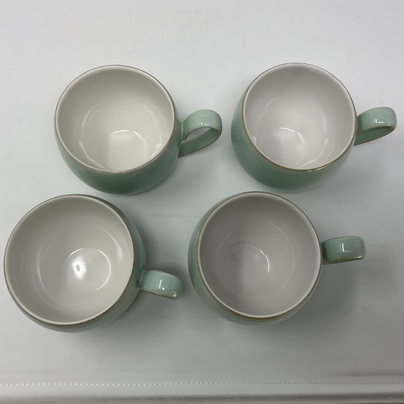 4 Denby Pure Green (retired) Stoneware Coffee Mugs - Picture 3 of 5